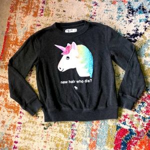 Abercrombie and Fitch kids pullover reversible sequins unicorn crew sweatshirt
